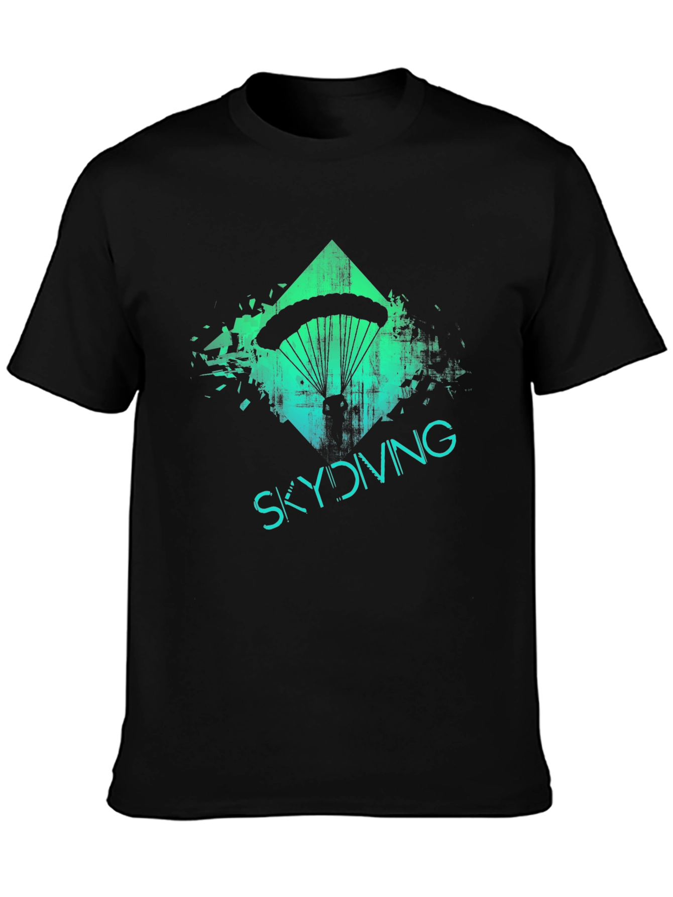 Skydiving Adventure Tee - Black Graphic Print T-Shirt