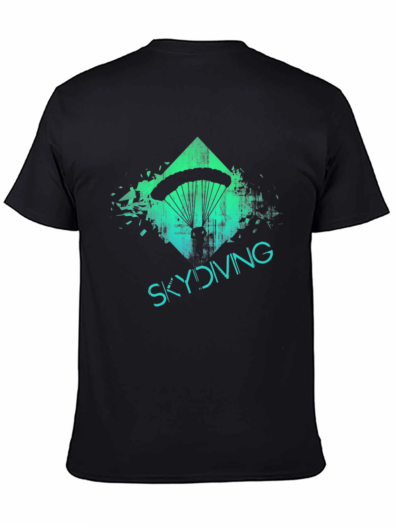 Skydiving Adventure Tee - Black Graphic Print T-Shirt