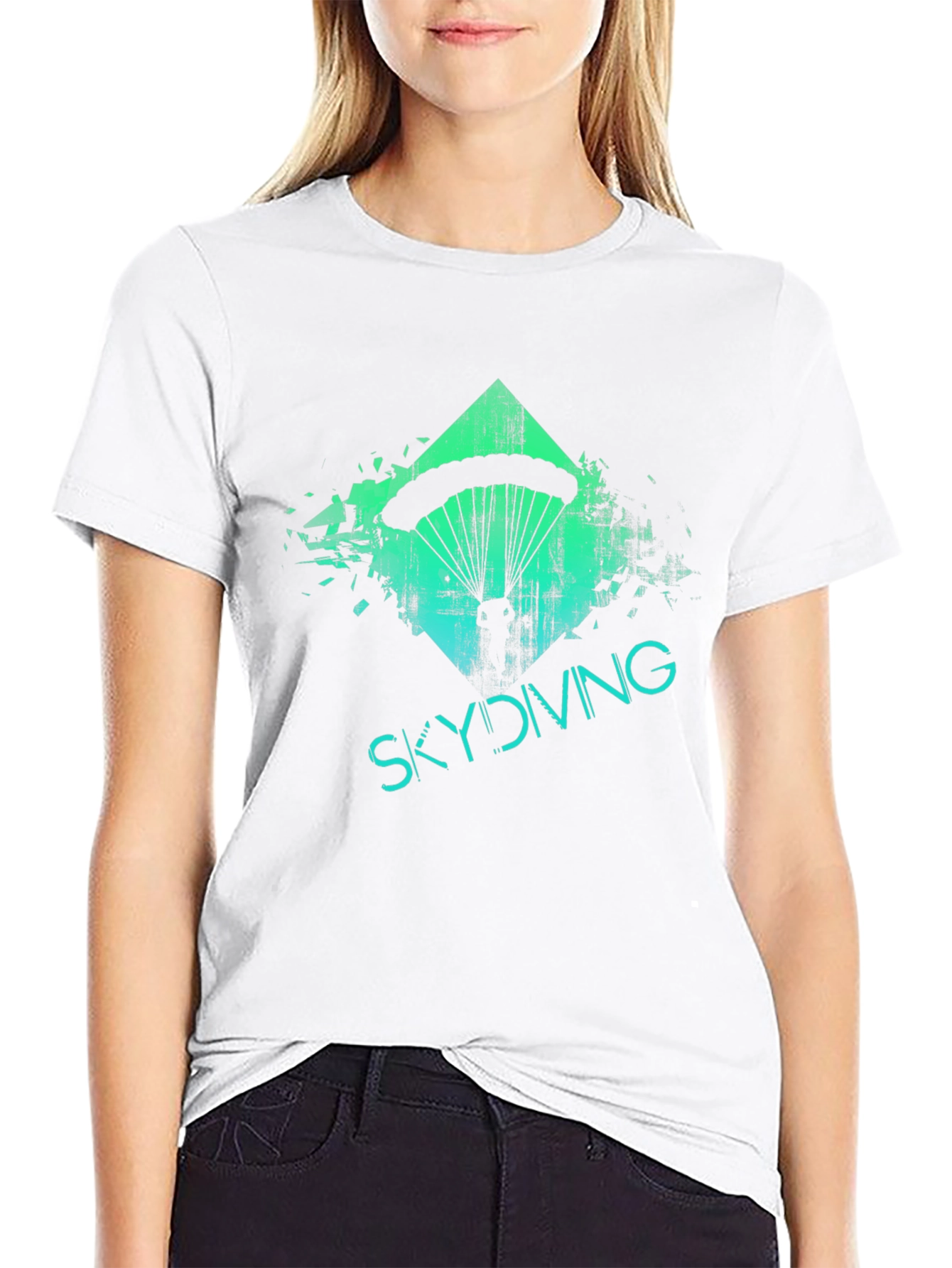 Skydiving Adventure Tee - Black Graphic Print T-Shirt