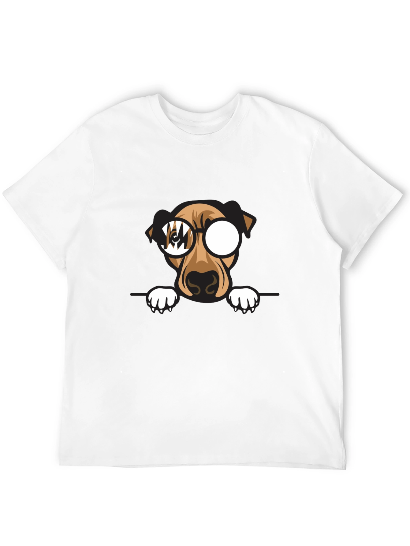 Dog with Glasses Graphic Print Black T-Shirt