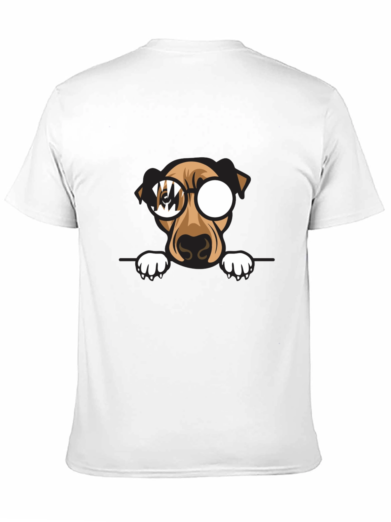 Dog with Glasses Graphic Print Black T-Shirt