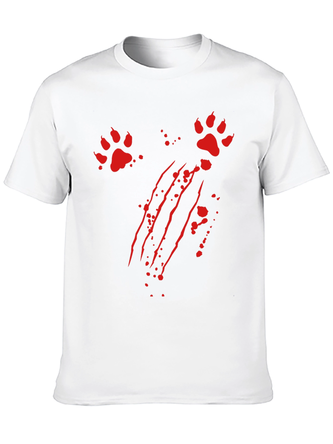 Mens Black T-Shirt with Claw Marks and Paw Prints