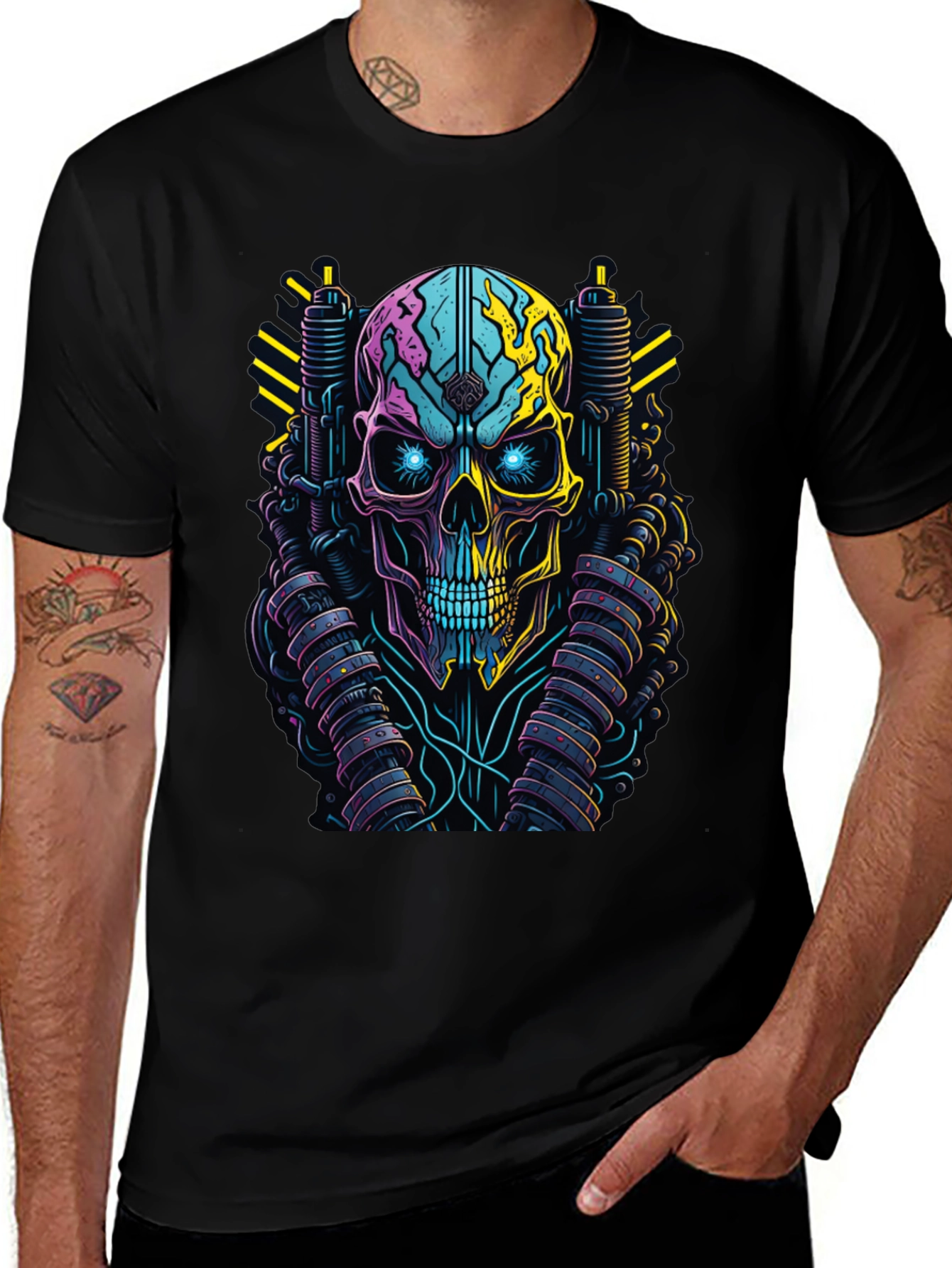 Cyberpunk Skull Graphic Tee - Unique Design
