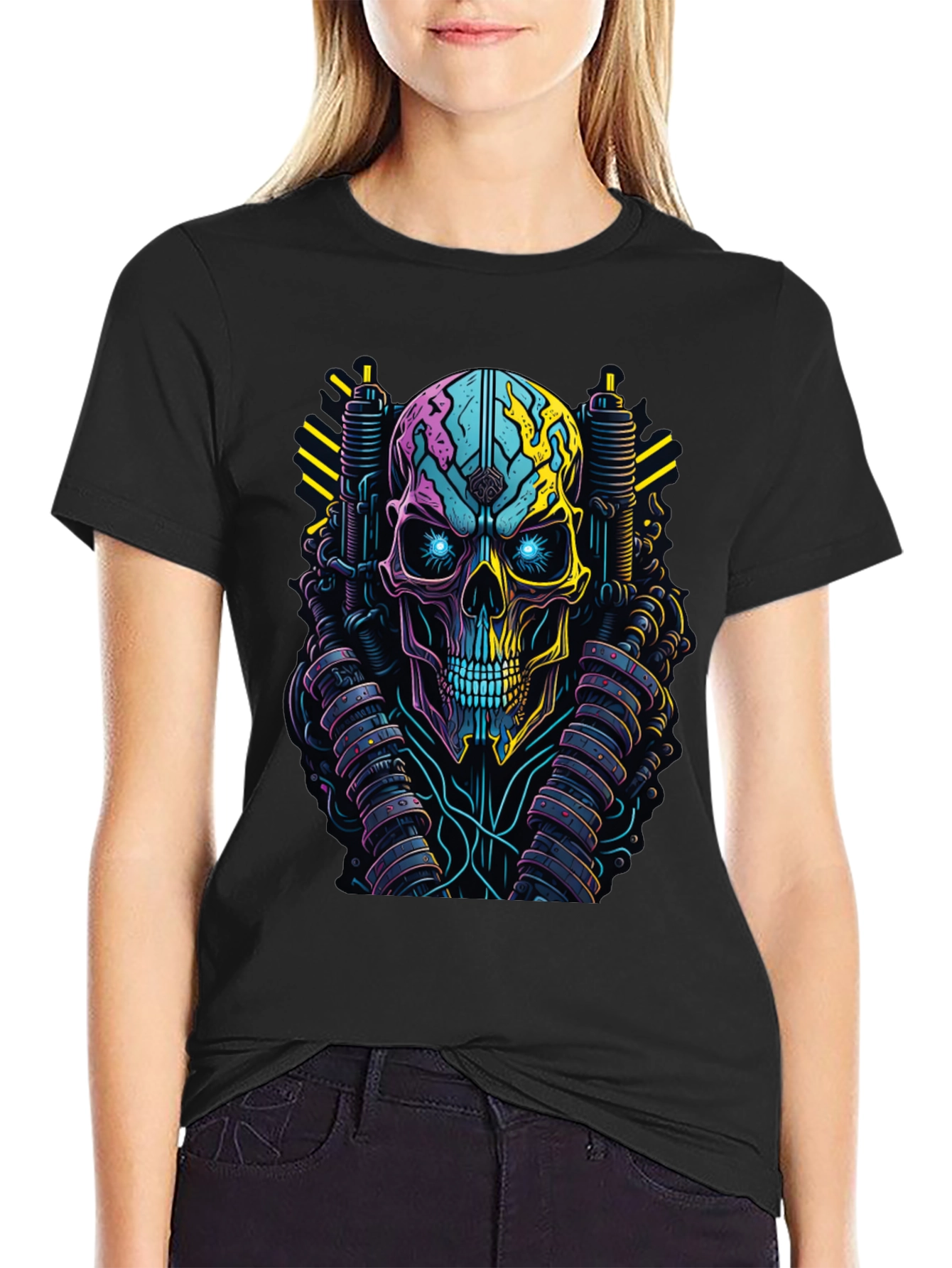 Cyberpunk Skull Graphic Tee - Unique Design