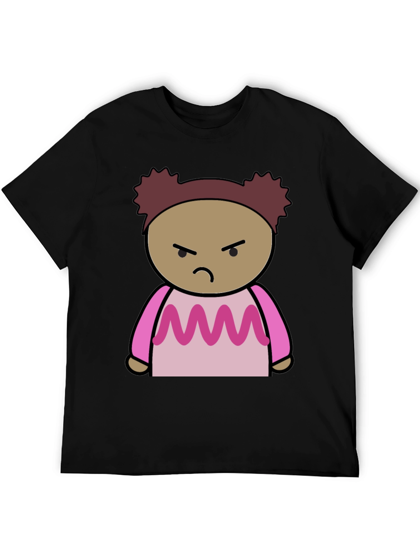 Angry Cartoon Character Black T-Shirt
