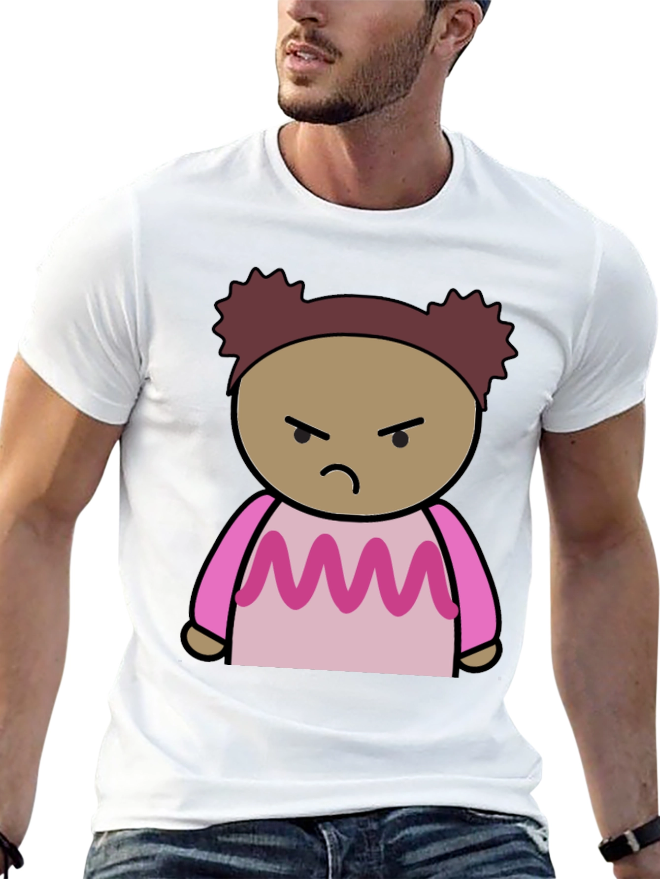Angry Cartoon Character Black T-Shirt