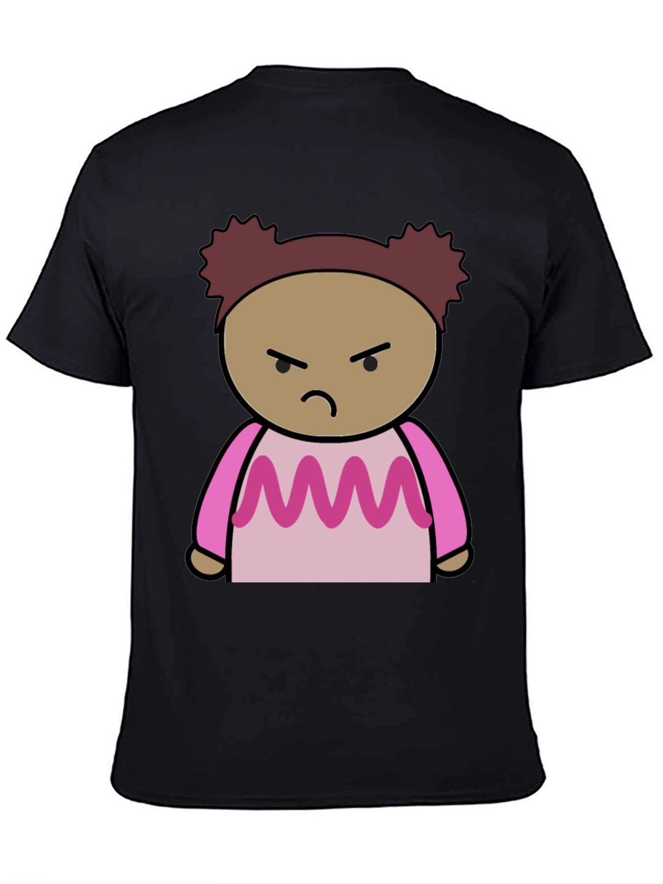Angry Cartoon Character Black T-Shirt