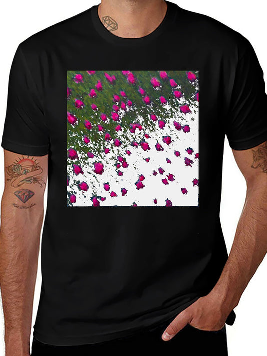 Floral Pink Abstract Graphic Tee - Modern Art Shirt
