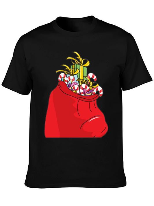 Holiday Gift Sack T-Shirt - Festive Cartoon Graphic Tee