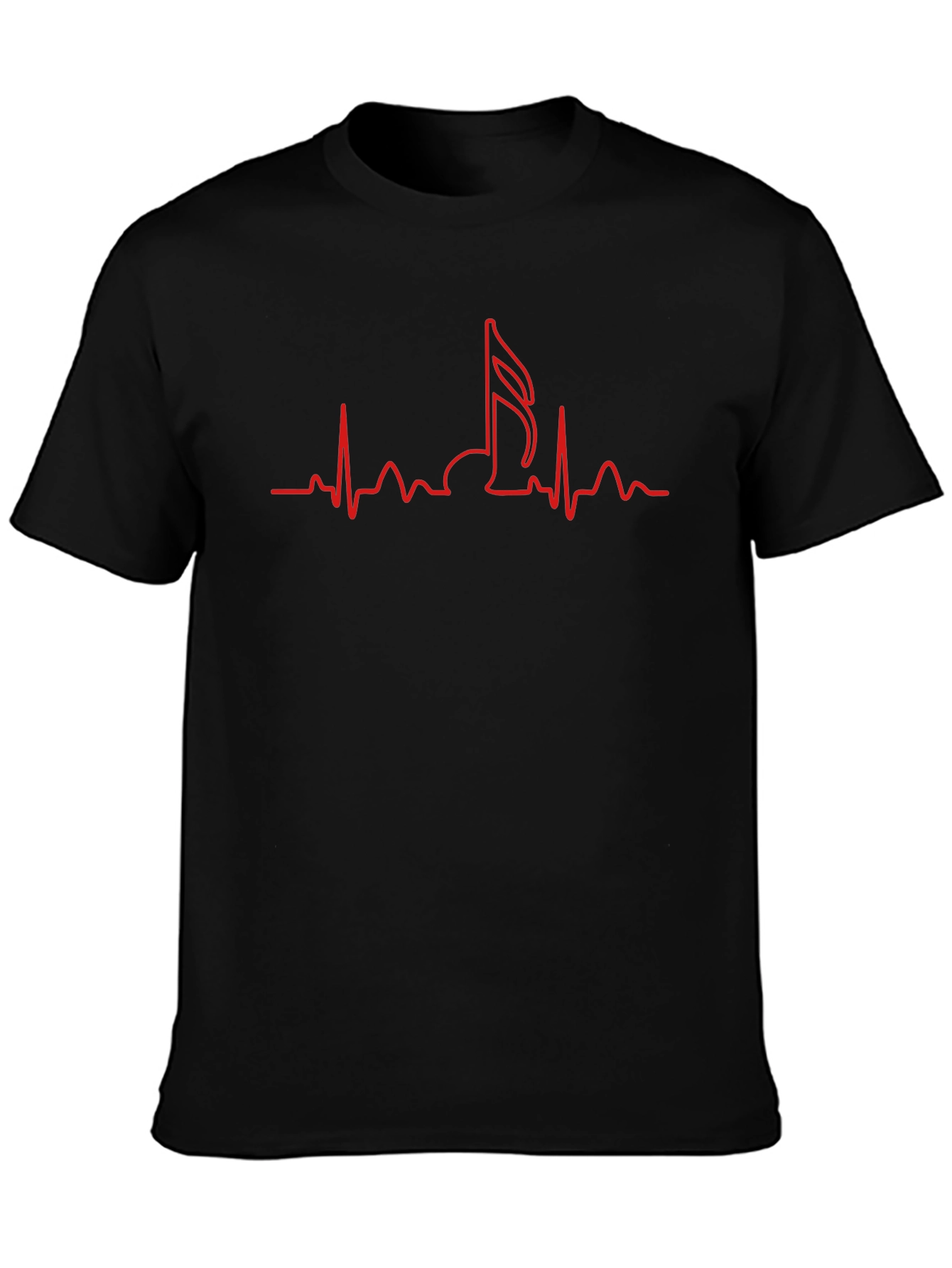 Music Note Heartbeat T-Shirt - Black