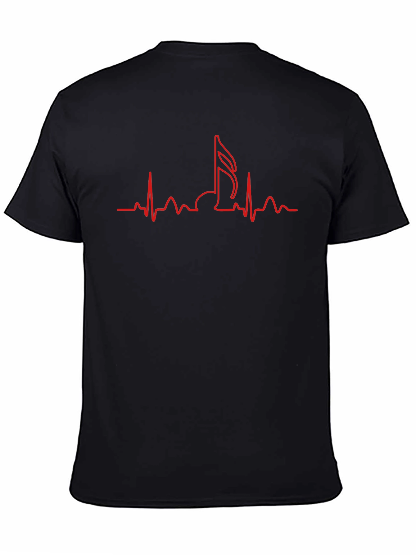 Music Note Heartbeat T-Shirt - Black