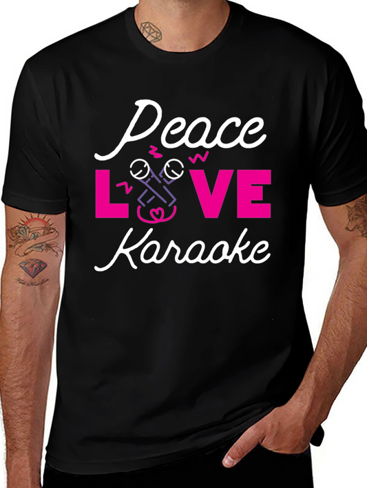 Peace Love Karaoke Graphic Tee - Trendy Music Lover Shirt