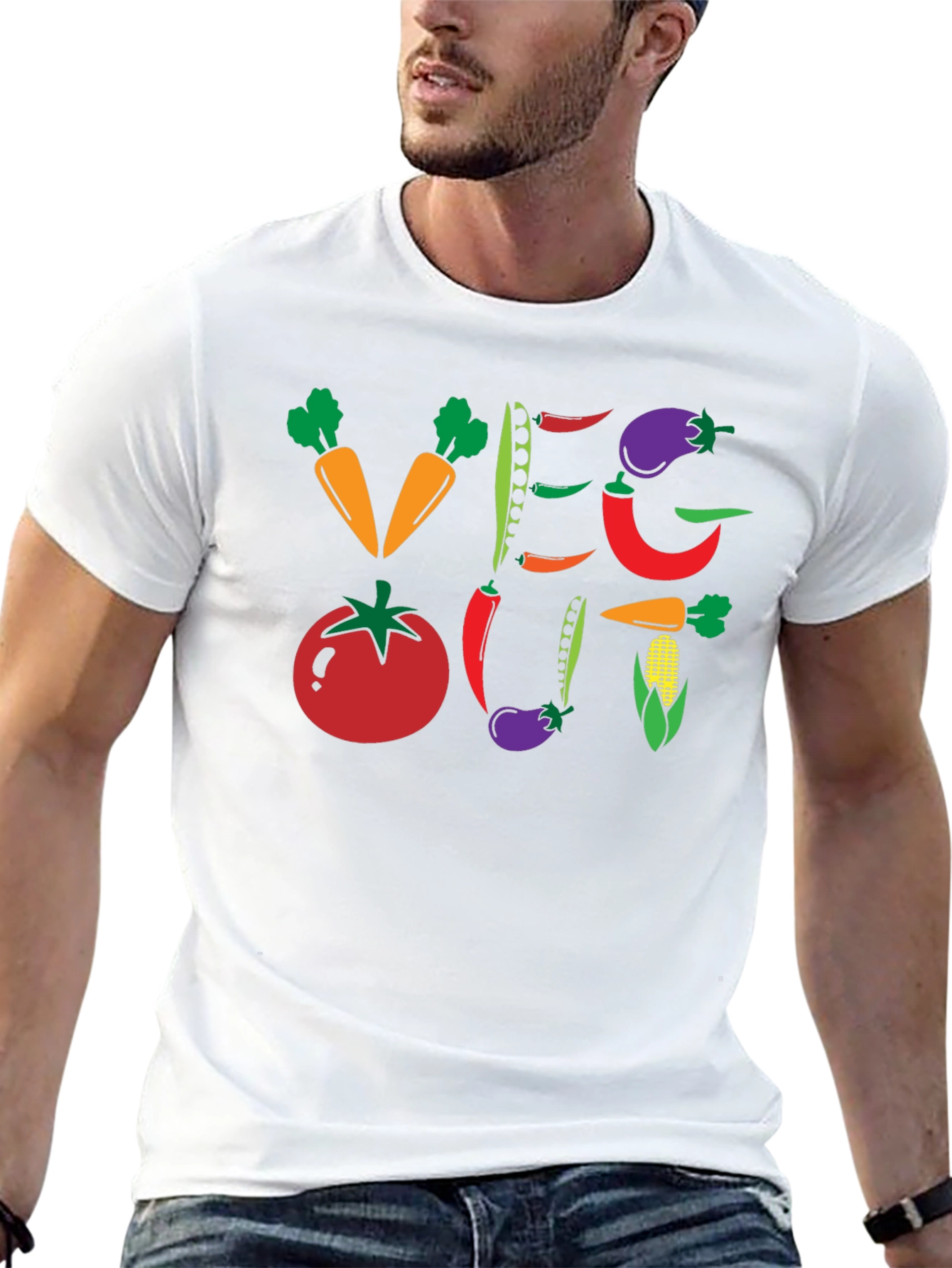 Veg Out Graphic T-Shirt - Black Vegan Tee