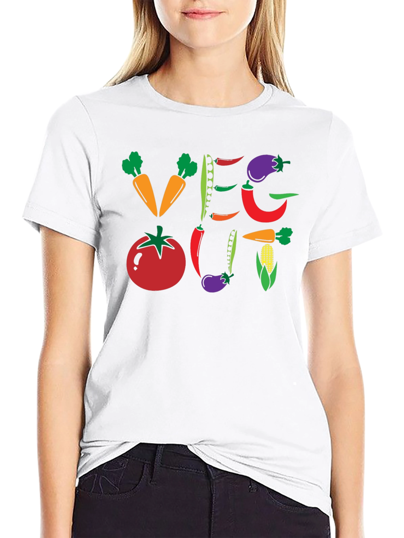 Veg Out Graphic T-Shirt - Black Vegan Tee