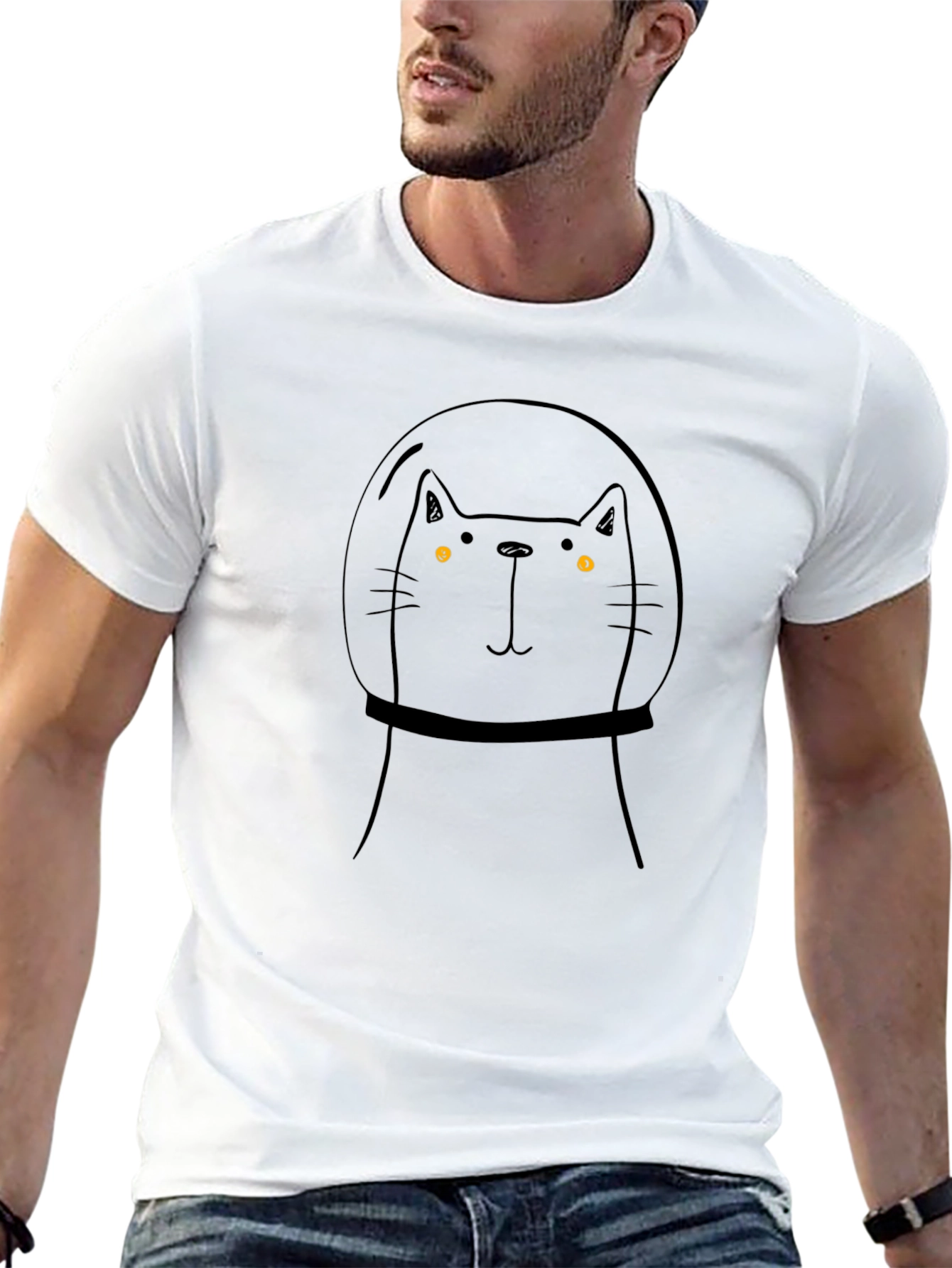 Cat Astronaut Black T-Shirt
