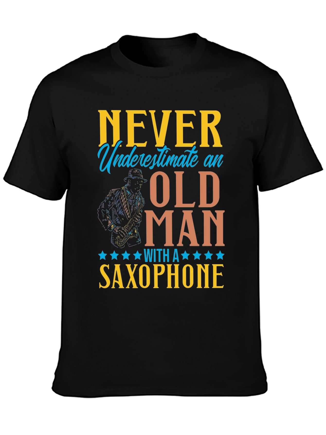 Never Underestimate Old Man Saxophone T-Shirt