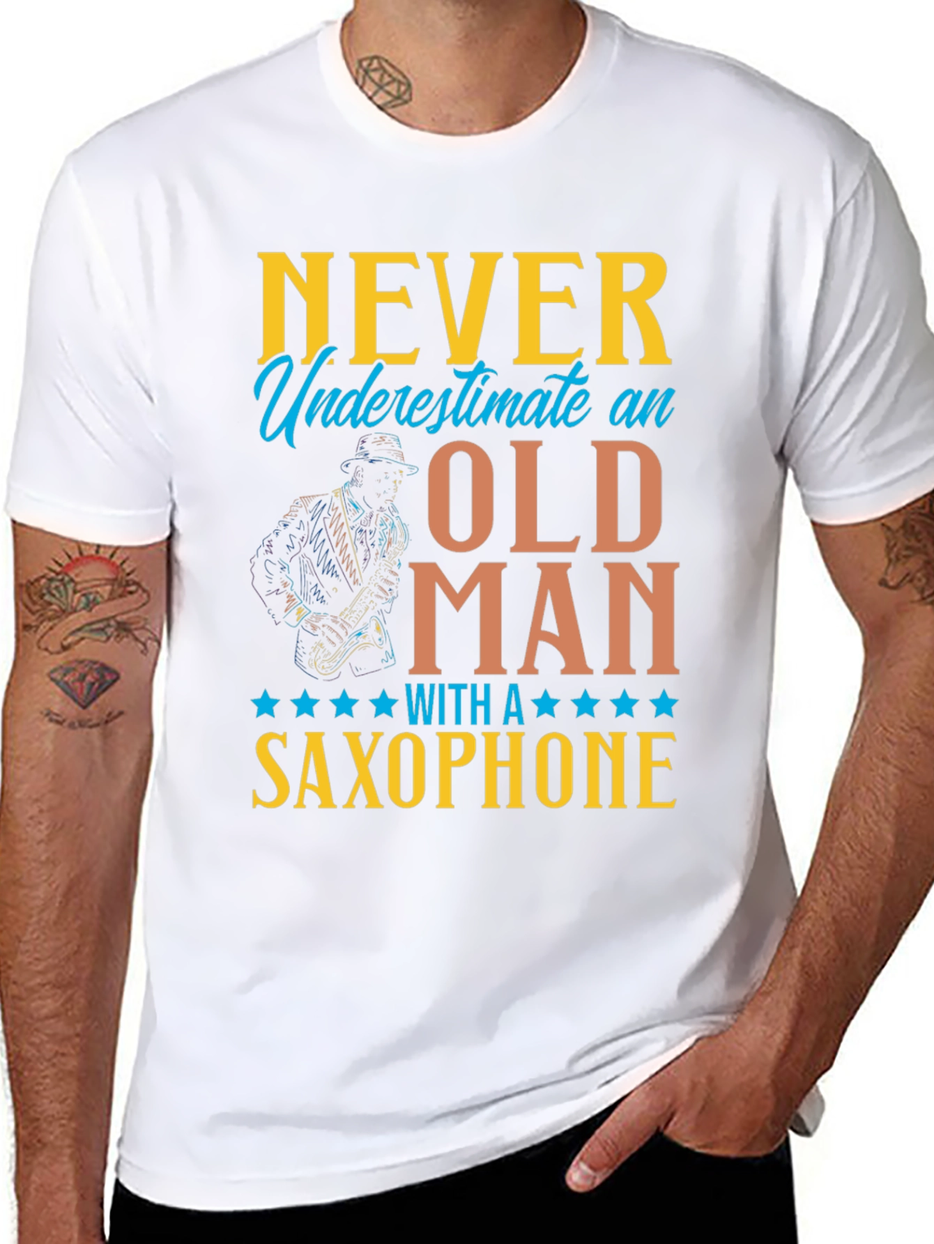 Never Underestimate Old Man Saxophone T-Shirt