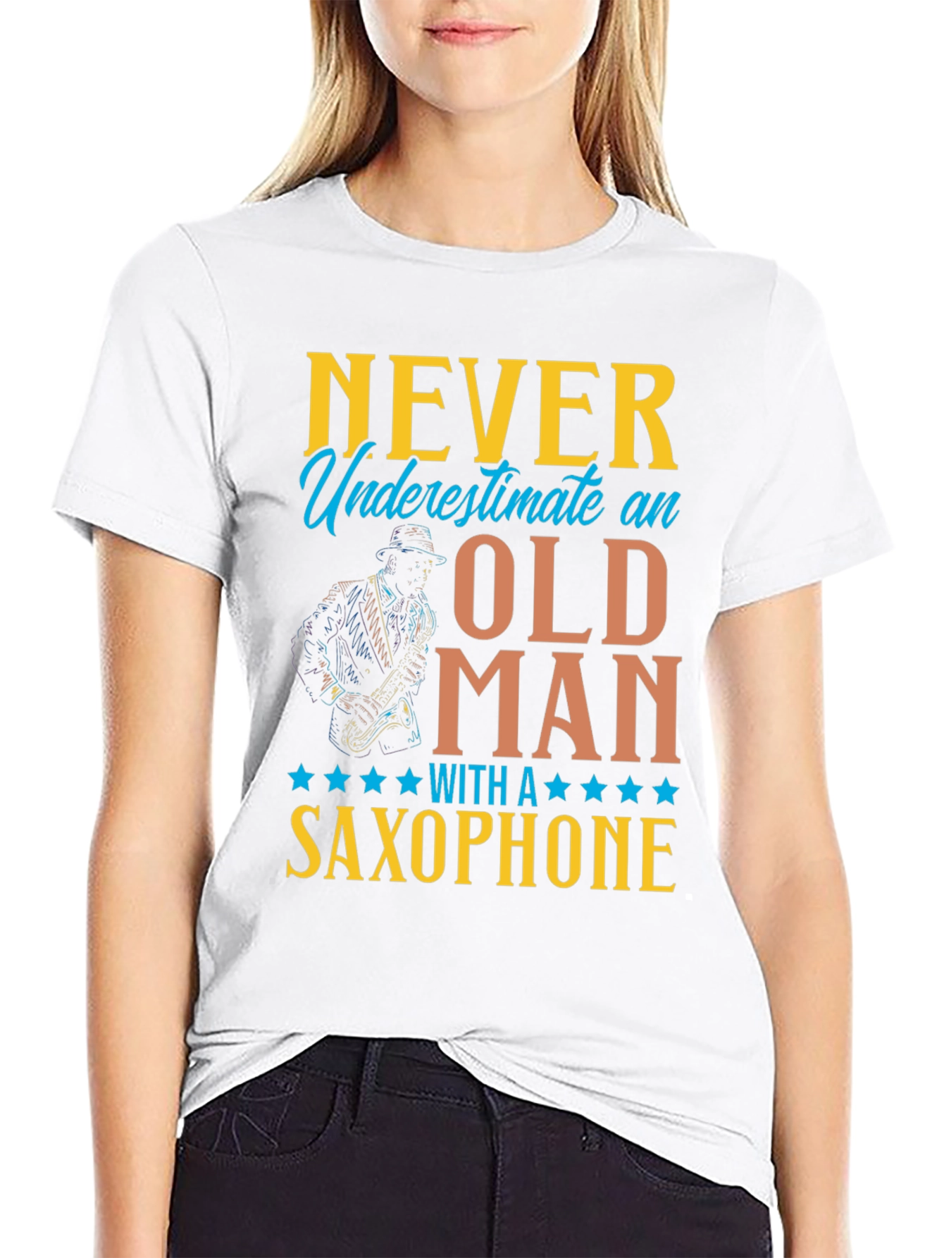 Never Underestimate Old Man Saxophone T-Shirt