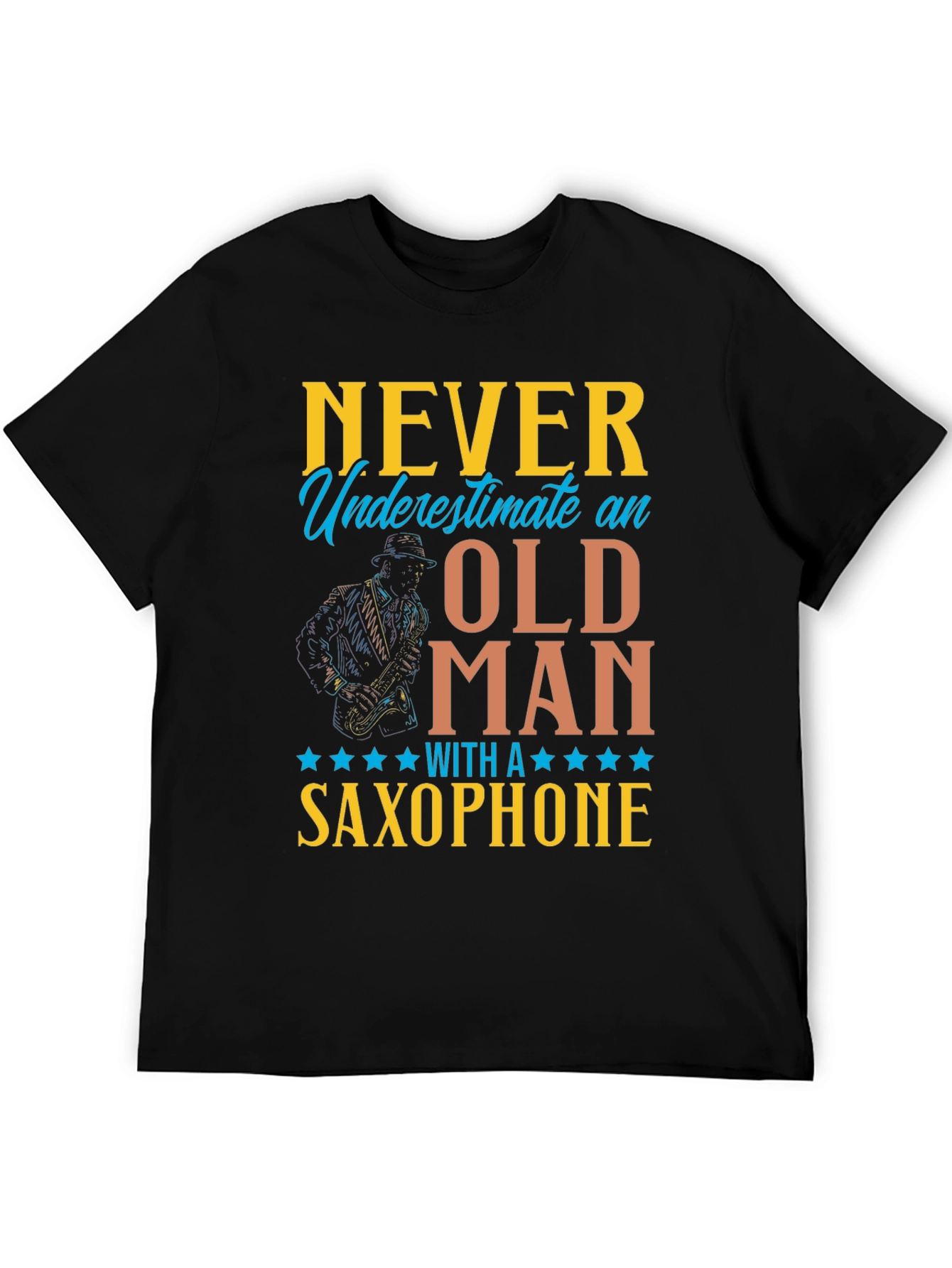 Never Underestimate Old Man Saxophone T-Shirt