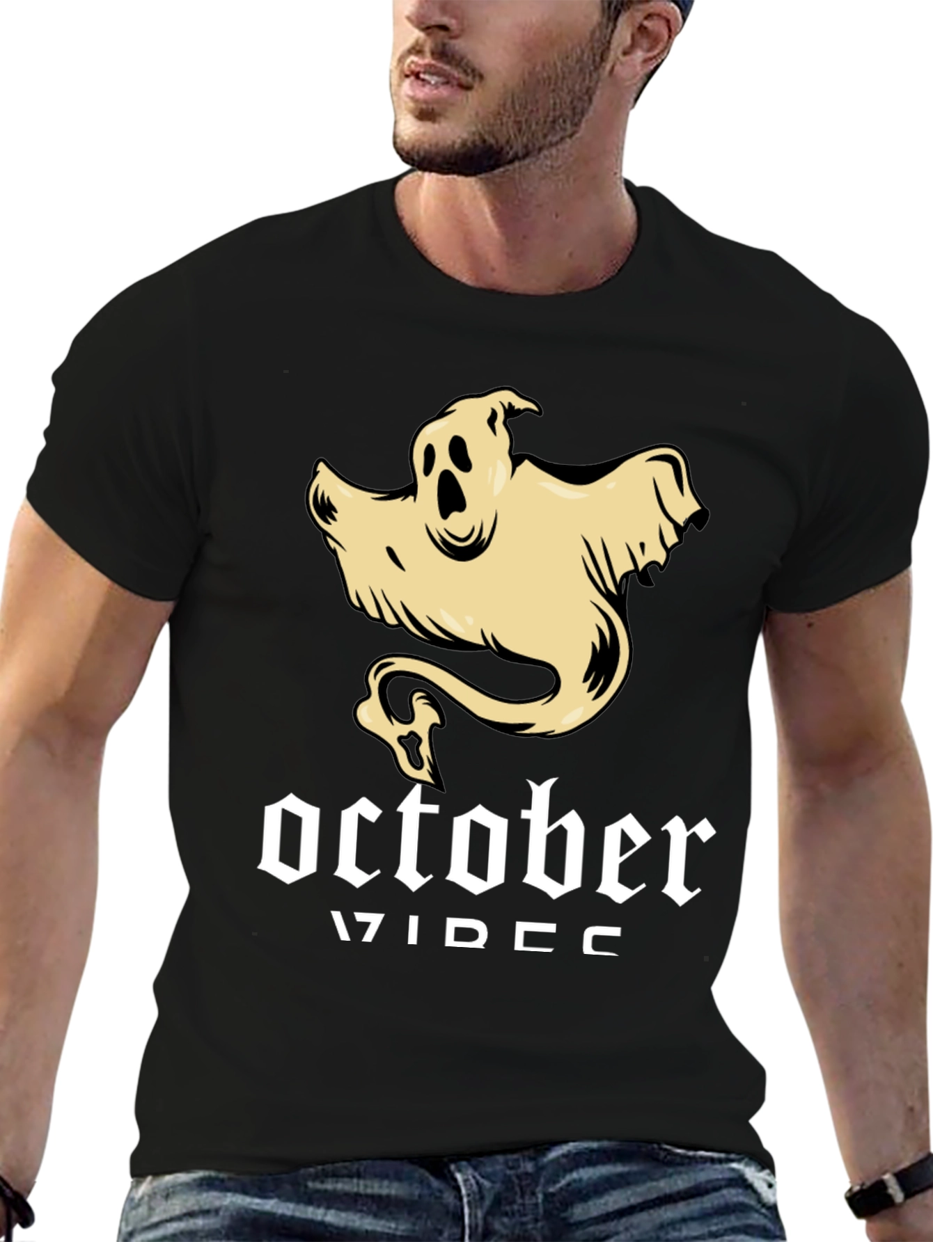 October Ghost T-Shirt - Spooky Season Apparel