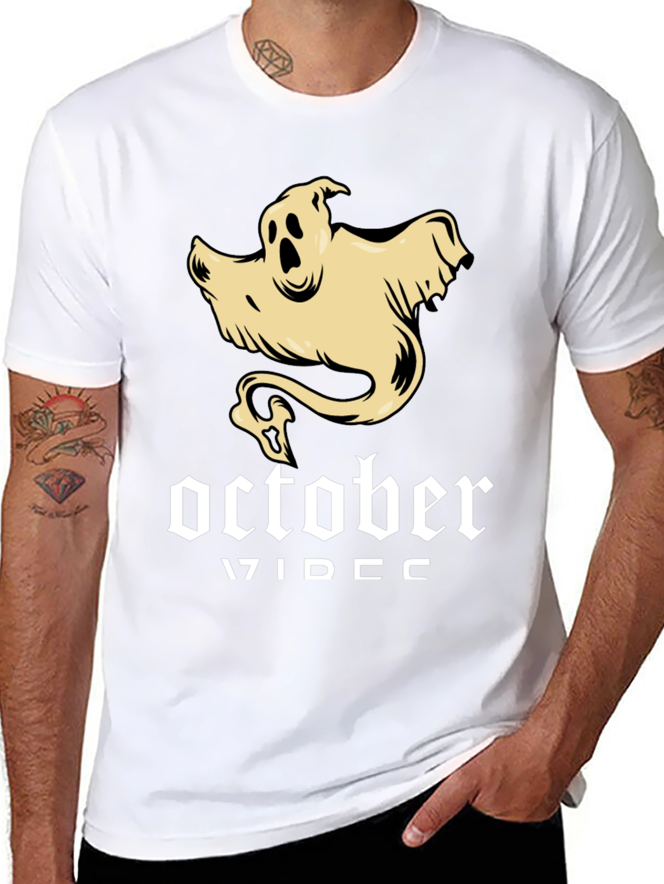 October Ghost T-Shirt - Spooky Season Apparel