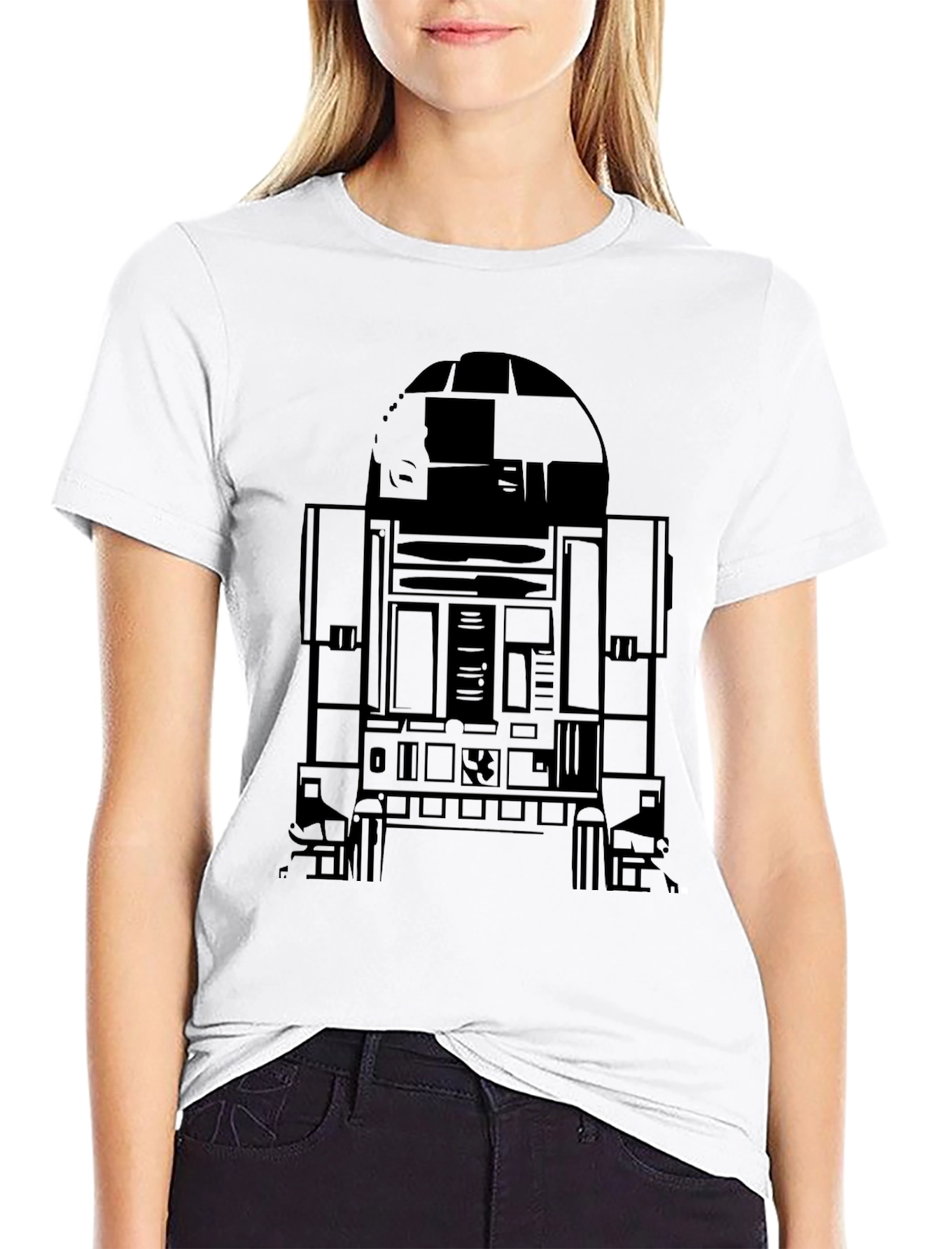 R2-D2 Graphic Print Black T-Shirt