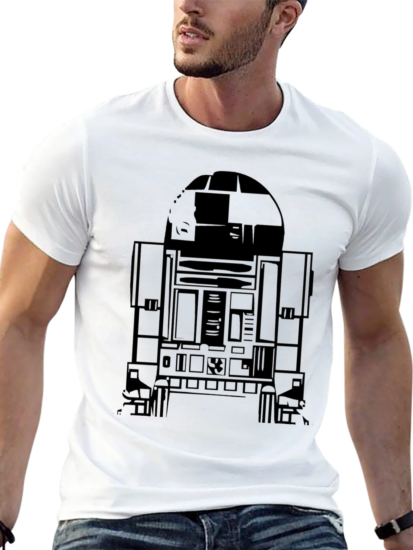 R2-D2 Graphic Print Black T-Shirt