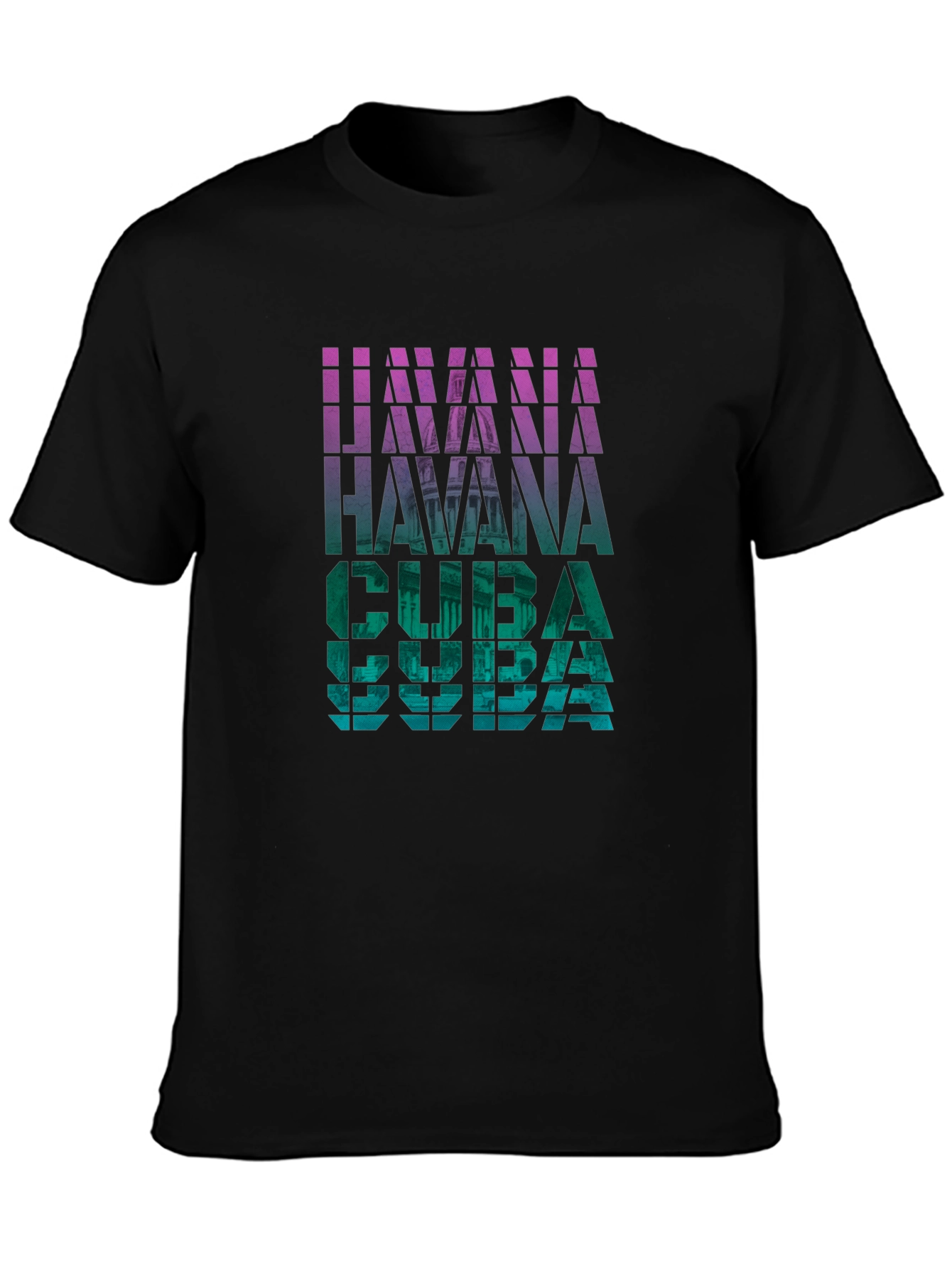 Havana Cuba Graphic Print Black T-Shirt