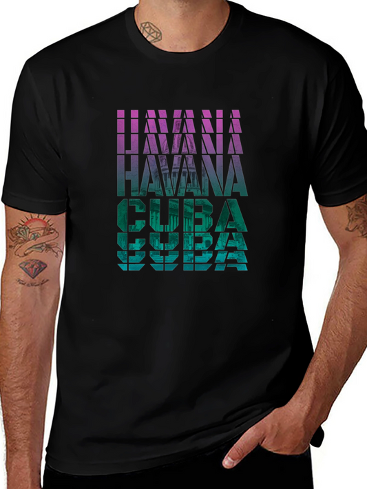 Havana Cuba Graphic Print Black T-Shirt