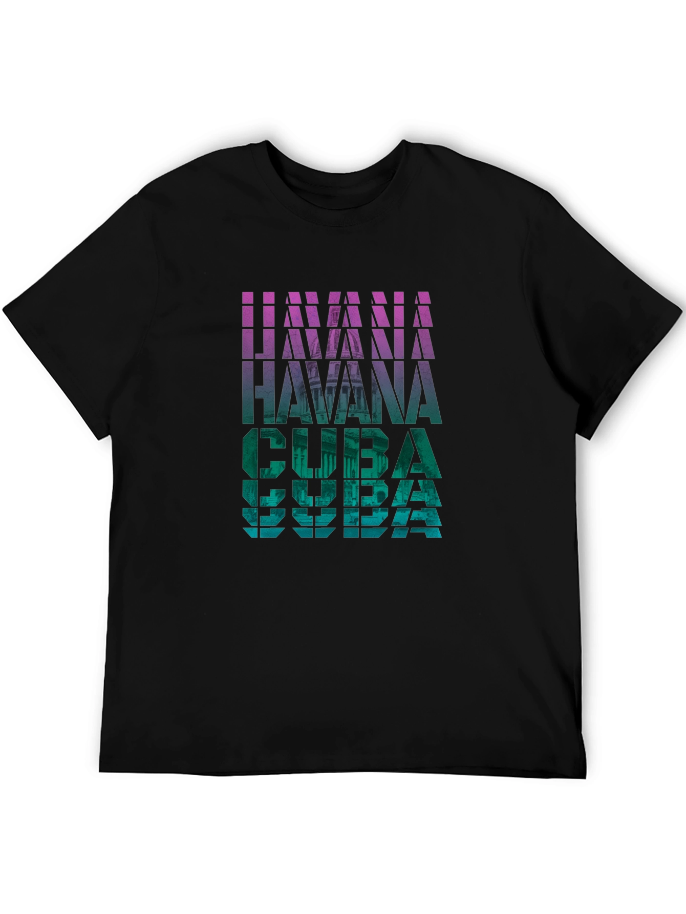 Havana Cuba Graphic Print Black T-Shirt
