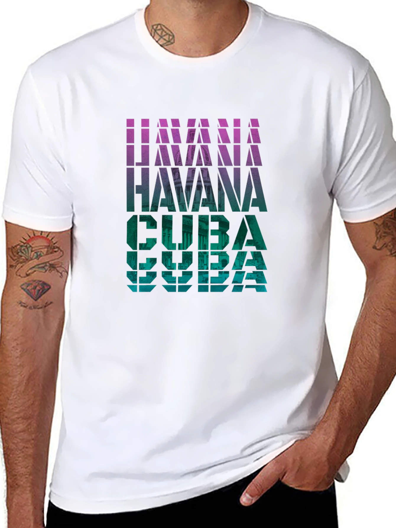 Havana Cuba Graphic Print Black T-Shirt