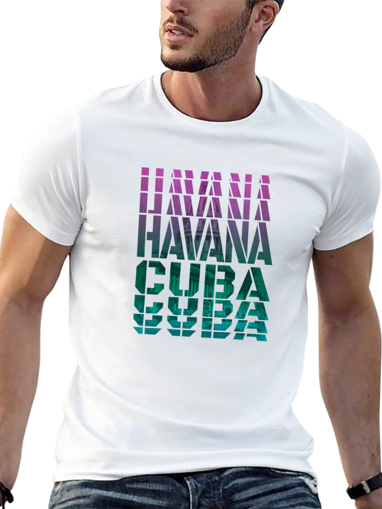 Havana Cuba Graphic Print Black T-Shirt
