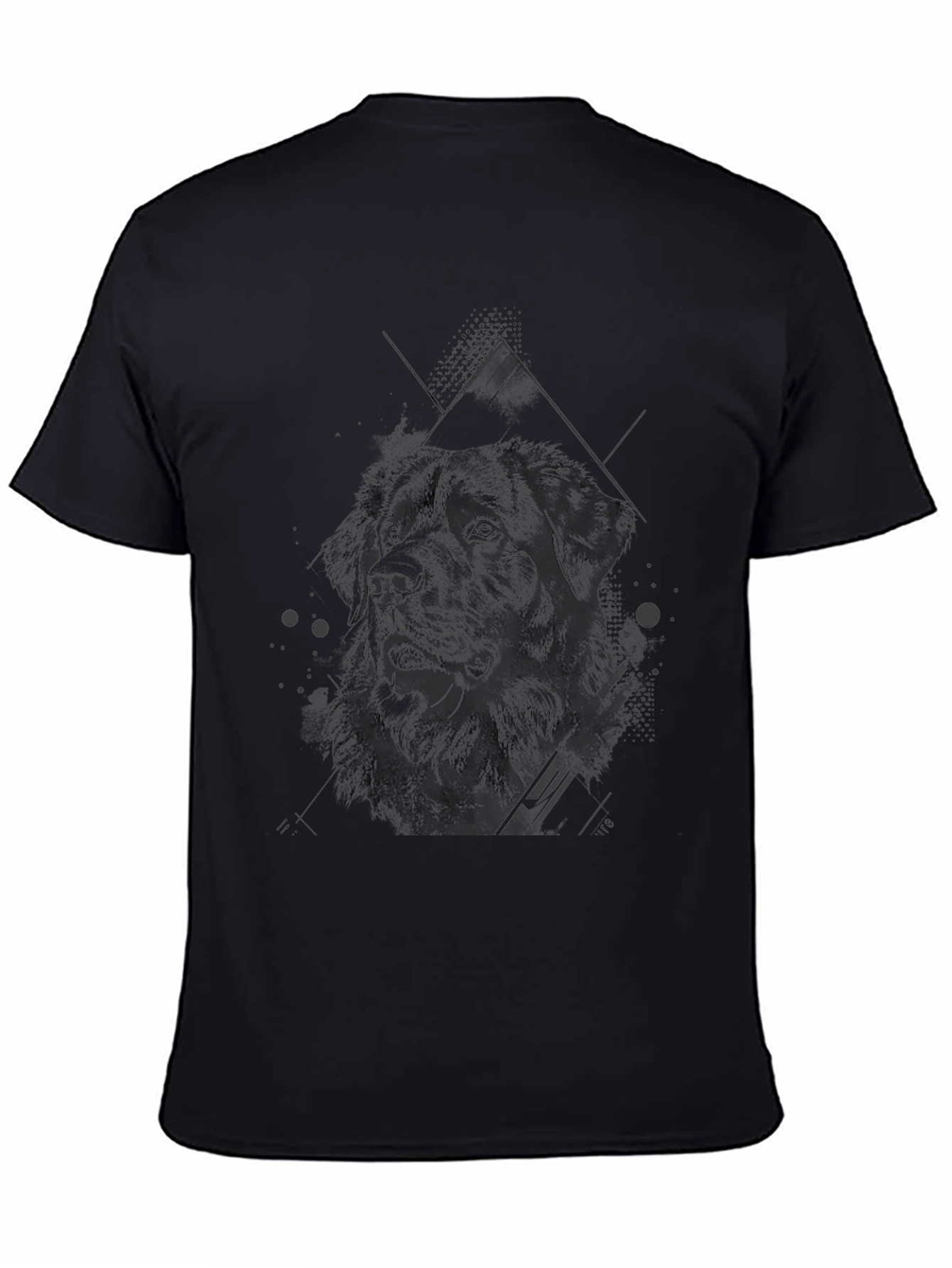 Geometric Dog Graphic Black T-Shirt