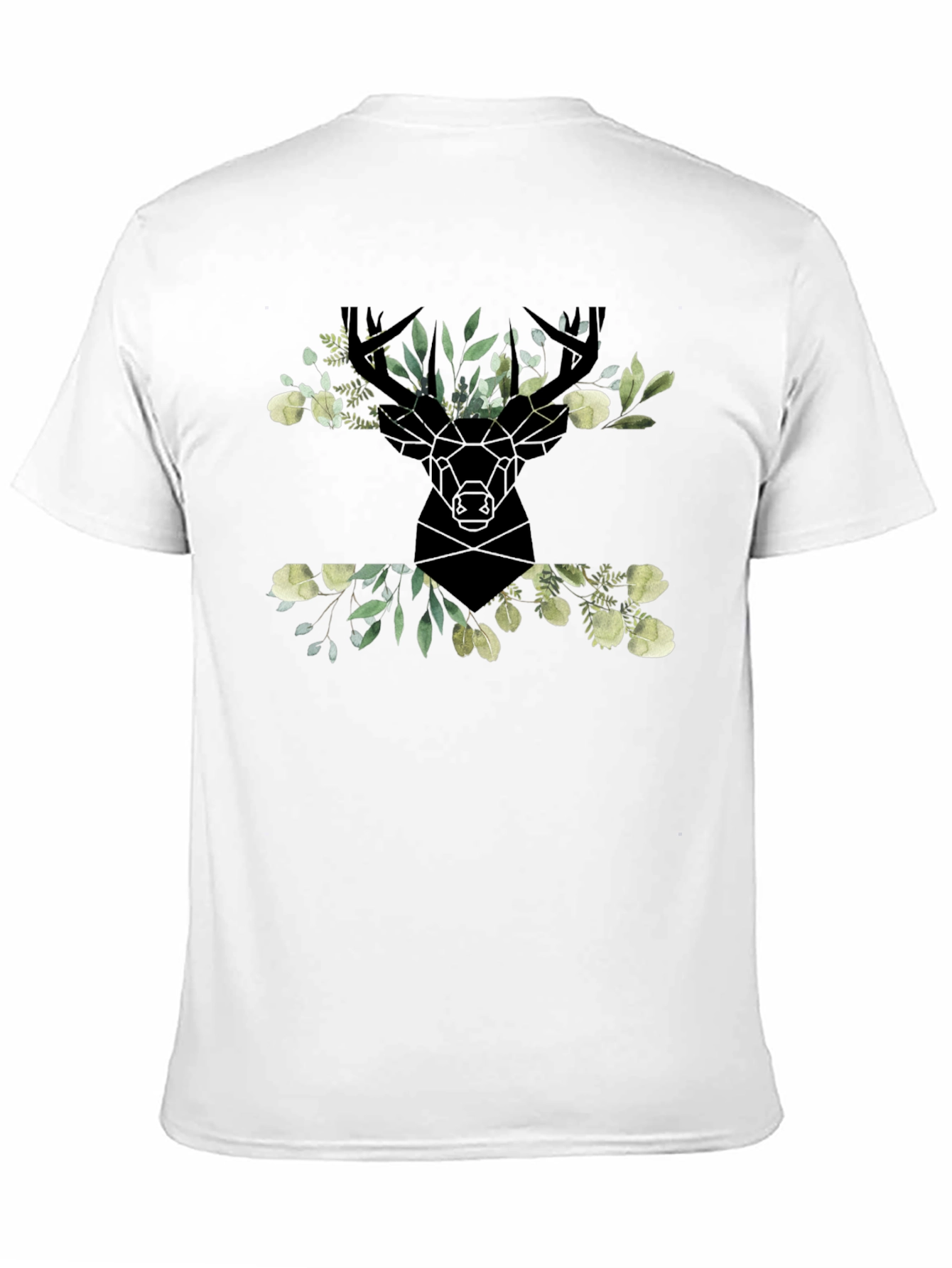 Floral Deer Head Graphic Black T-Shirt