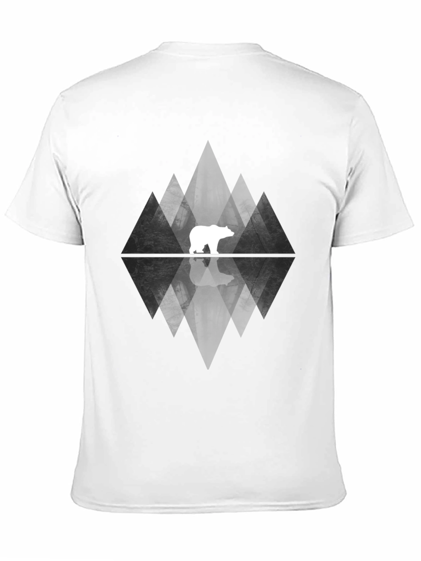 Geometric Bear Graphic Tee - Black