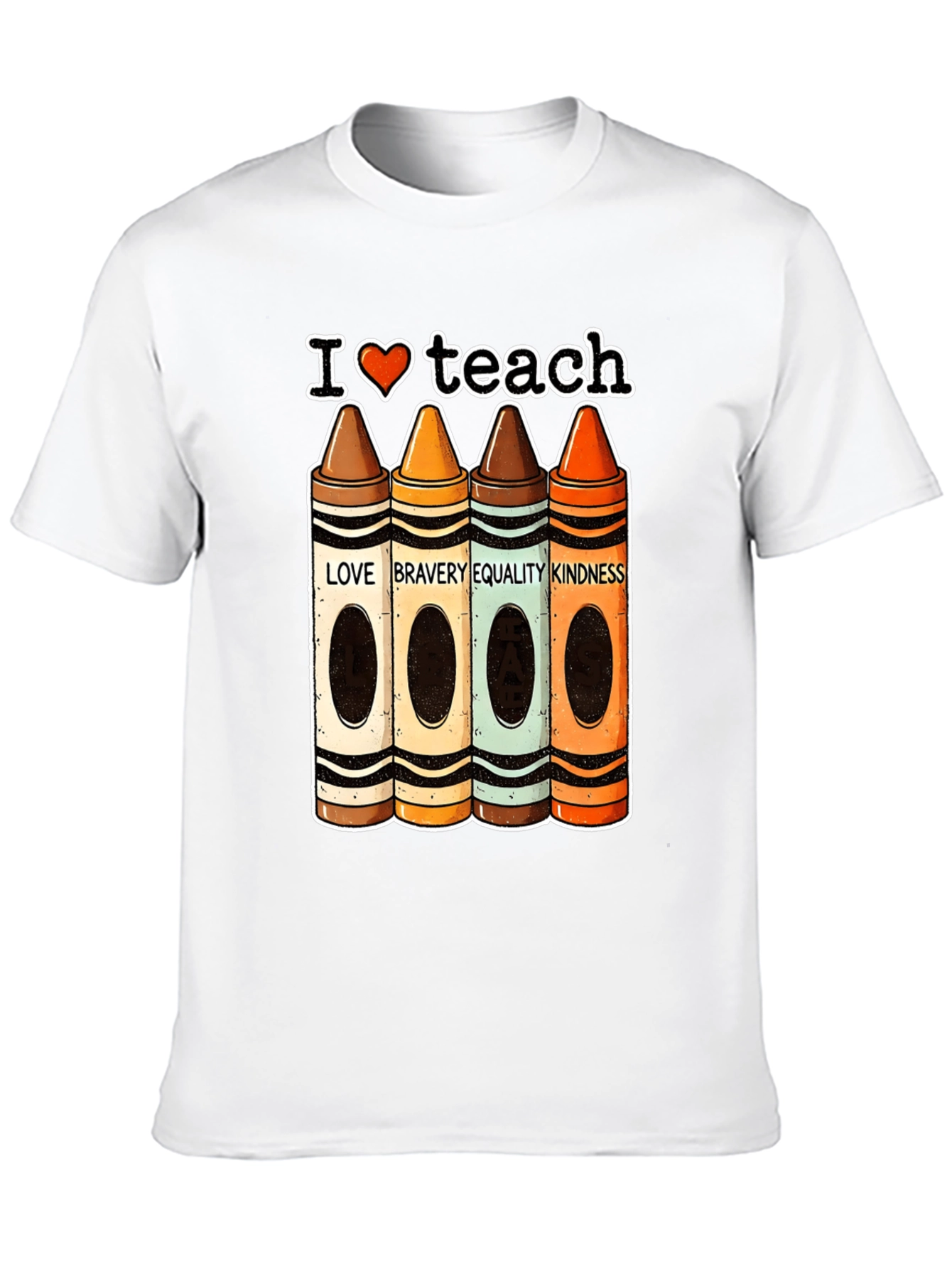 I Heart Teach Crayon Teacher T-Shirt