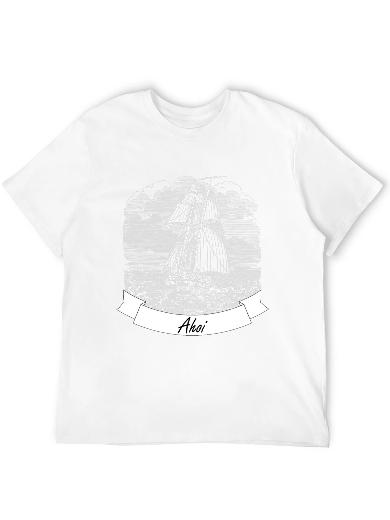 Nautical Ahoy Sailing Ship Black T-Shirt