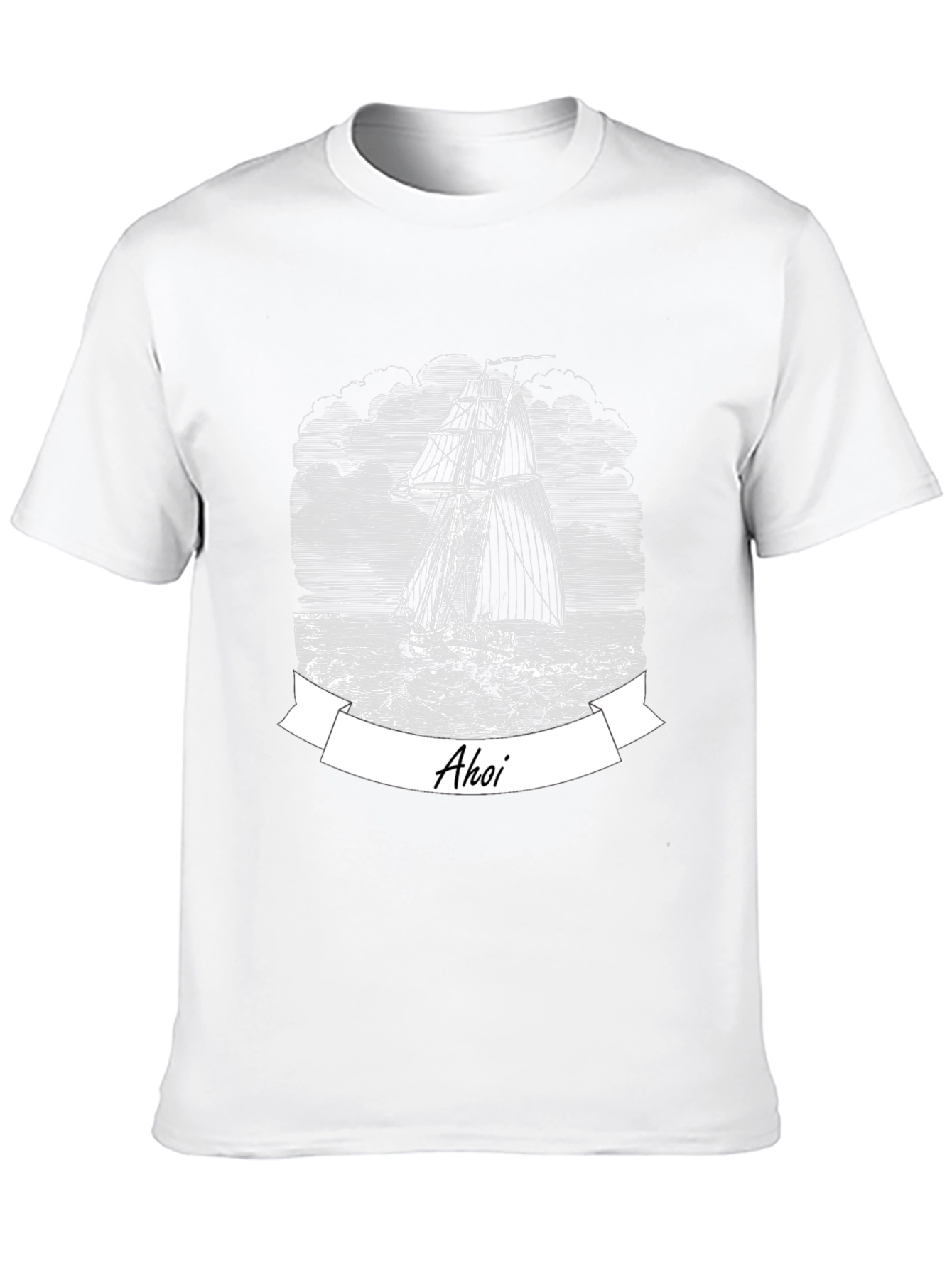 Nautical Ahoy Sailing Ship Black T-Shirt