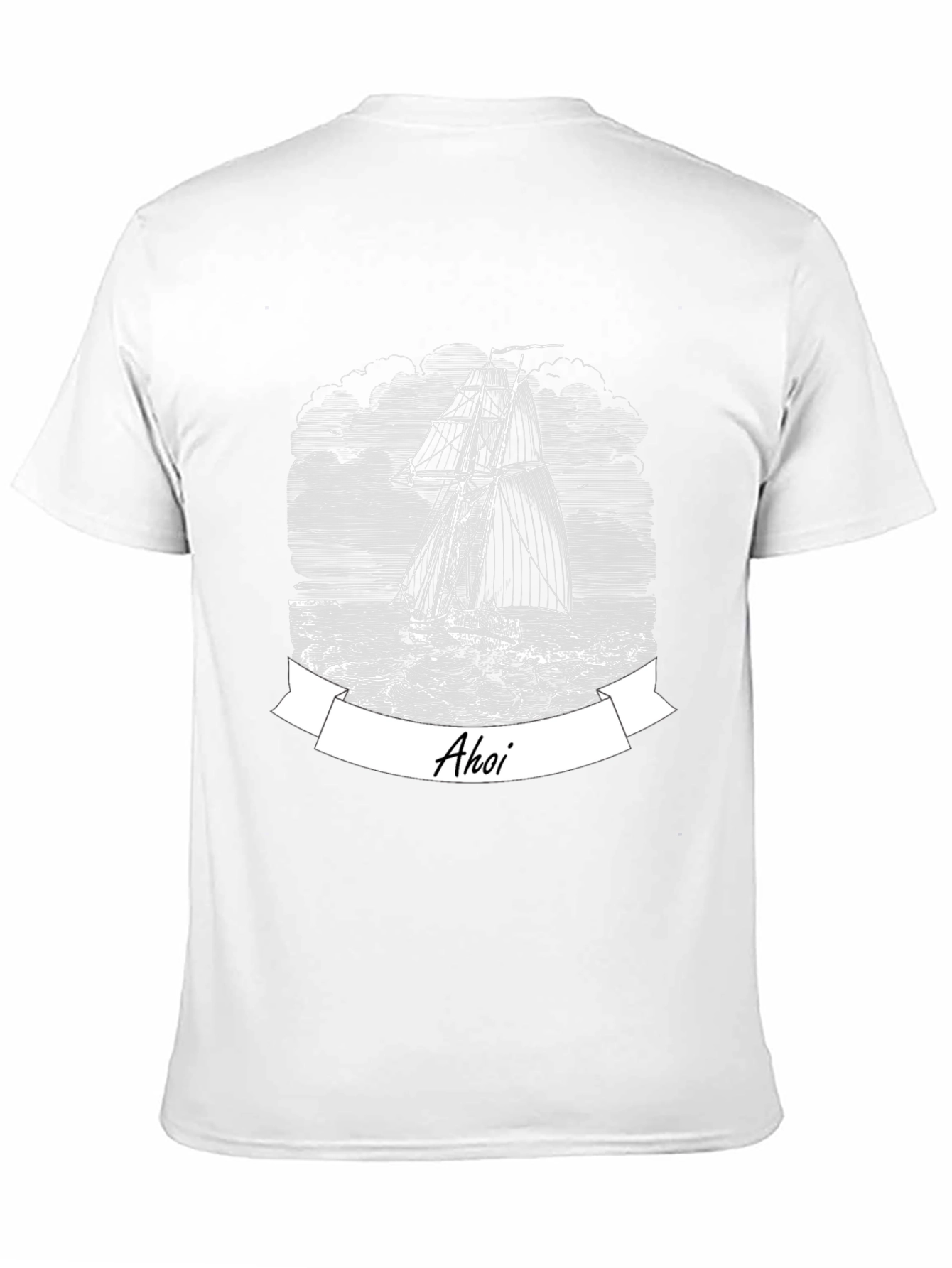 Nautical Ahoy Sailing Ship Black T-Shirt