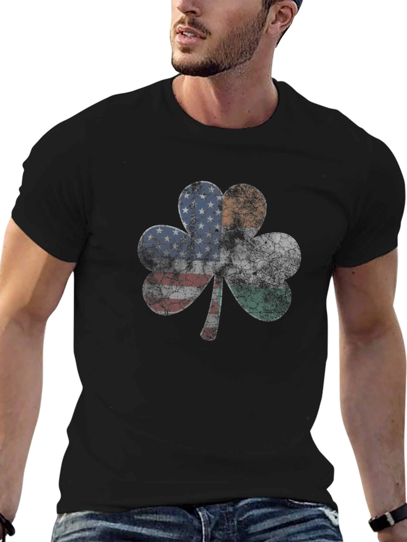 Irish American Flag Shamrock T-Shirt