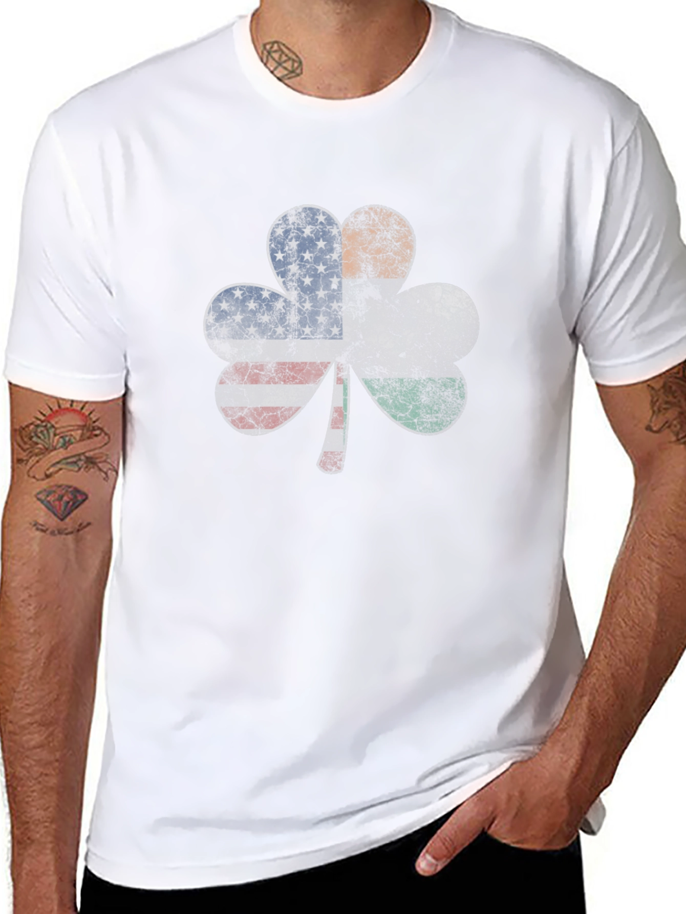 Irish American Flag Shamrock T-Shirt