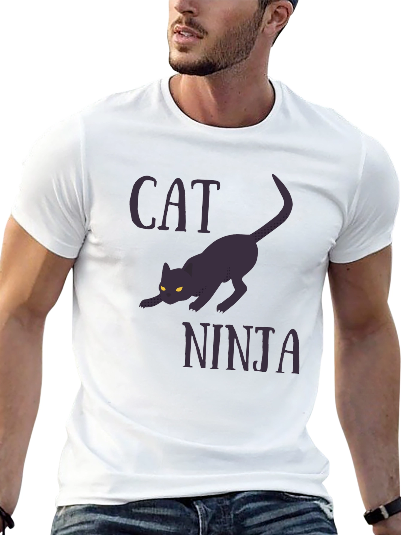 Cat Ninja Graphic Tee - Stealthy Style