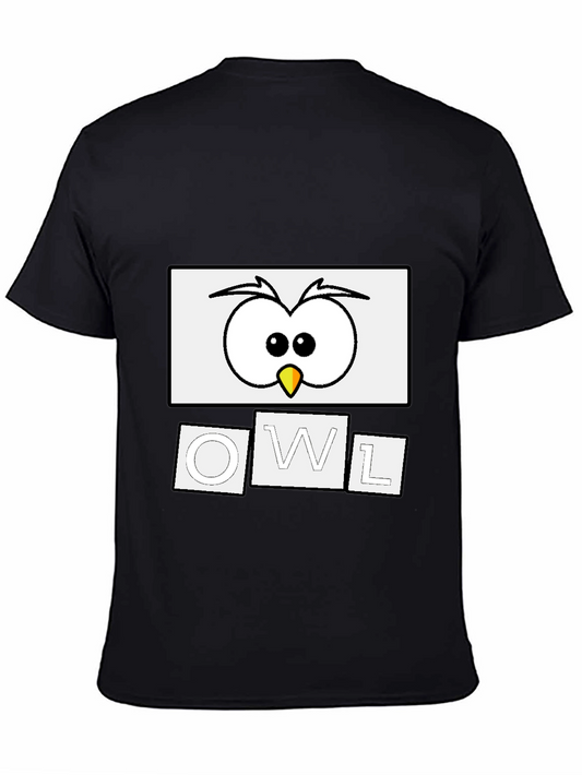 Cool Owl Graphic Tee - Black Cotton Blend Shirt