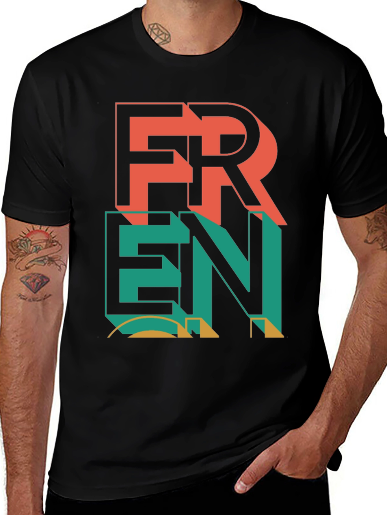 Trendy Graphic Tee - Fren Stacked Design