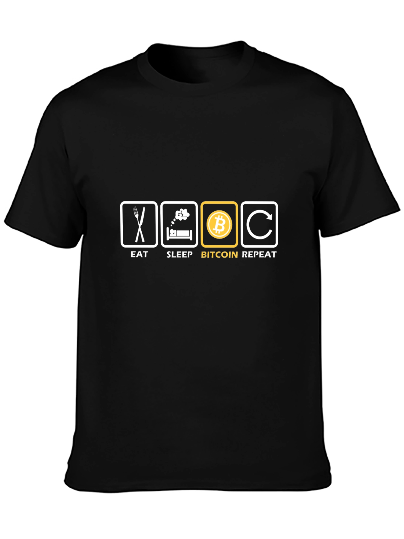 Eat Sleep Bitcoin Repeat - Black T-Shirt