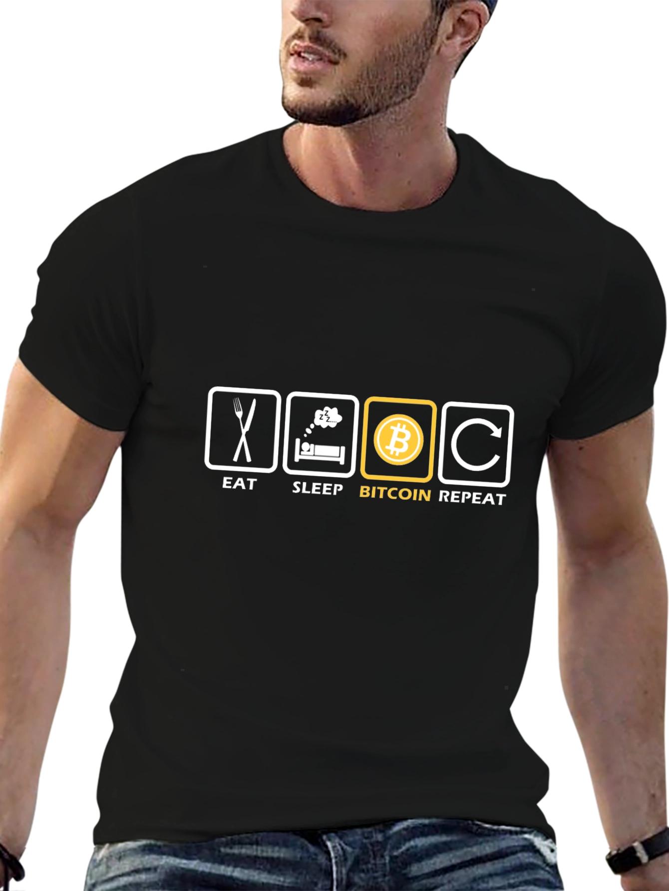 Eat Sleep Bitcoin Repeat - Black T-Shirt