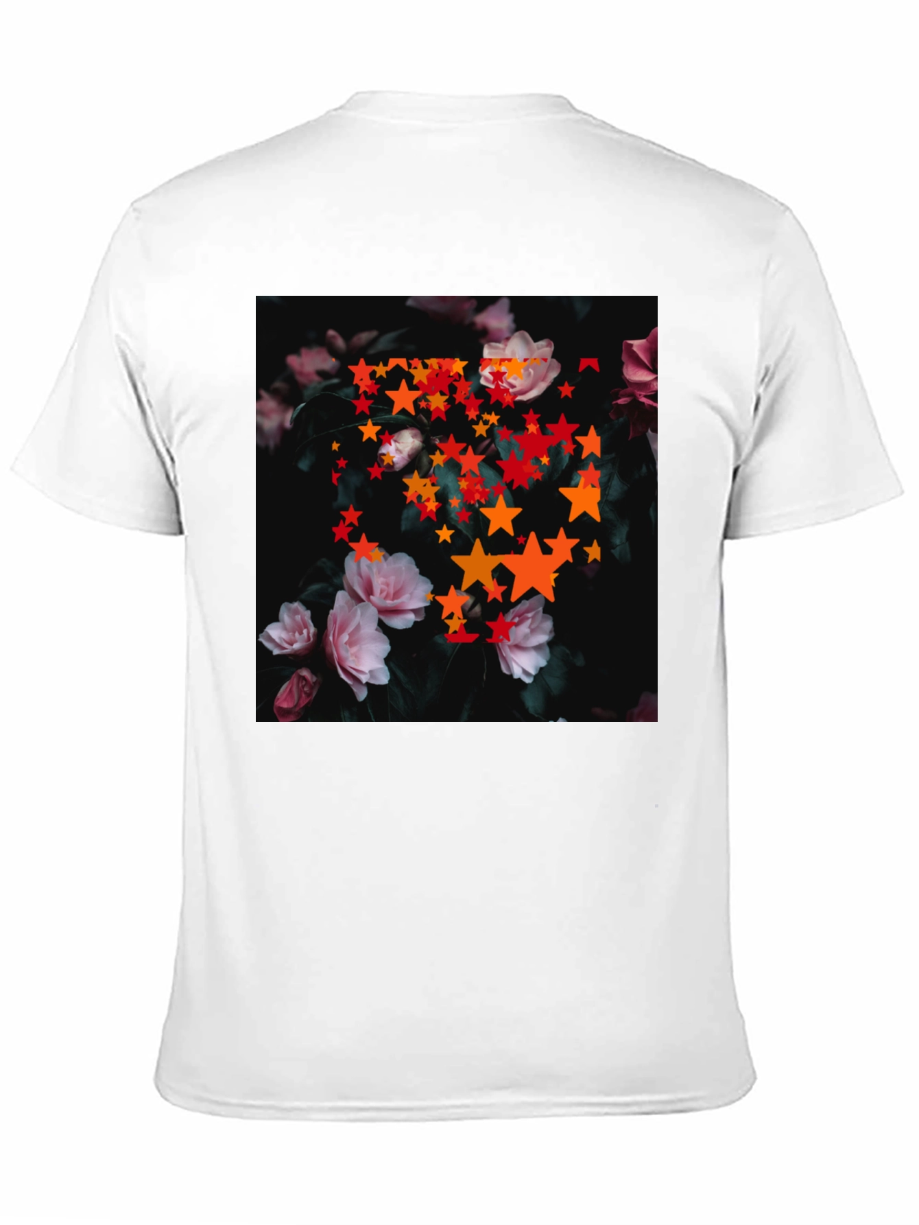 Floral Star T-Shirt - Black Cotton Graphic Tee