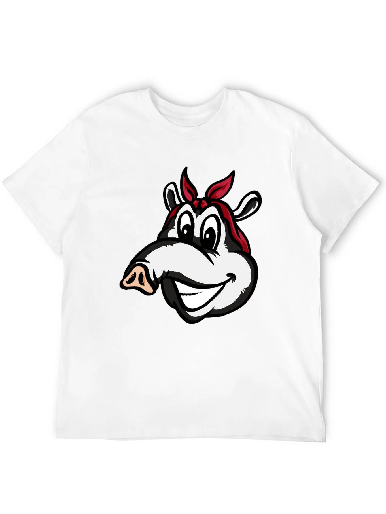Cartoon Pig Bandana Black T-Shirt