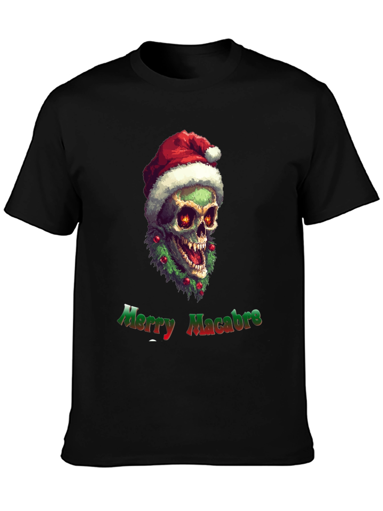 Merry Macabre T-Shirt: Zombie Santa Skull