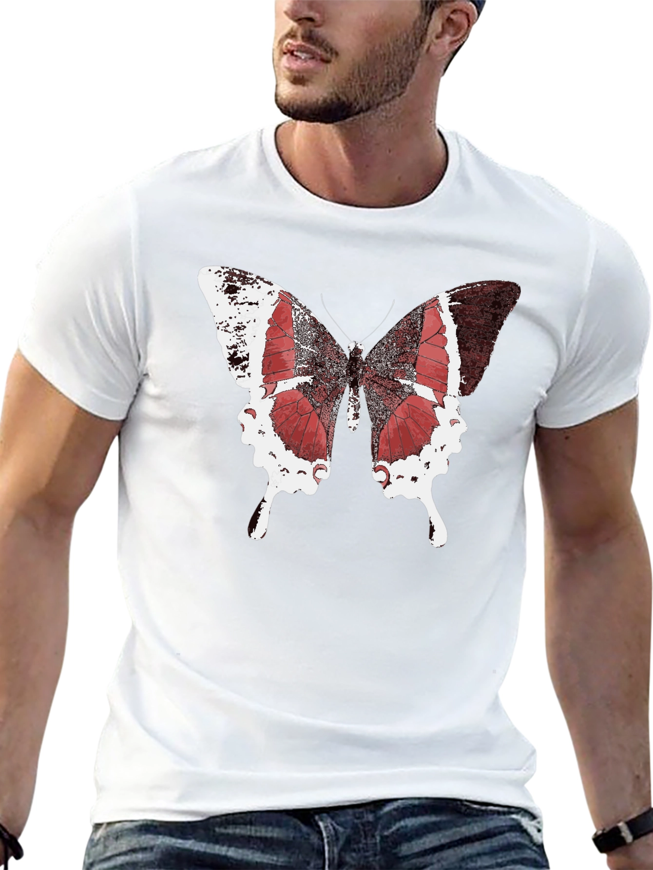 Butterfly Graphic Black Tee - Stylish Mens Casual Wear